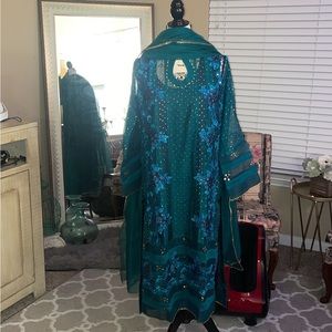 Cotten net with kamdaani work and embroidery